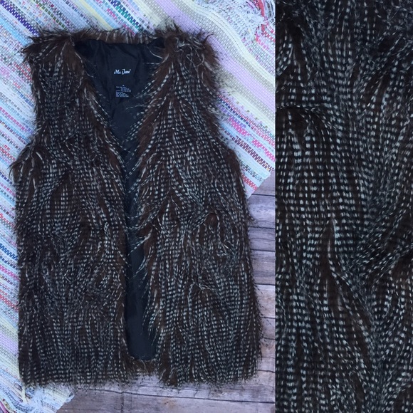 Me Jane Jackets & Blazers - Me Jane Animal Print Faux Fur Vest Brown